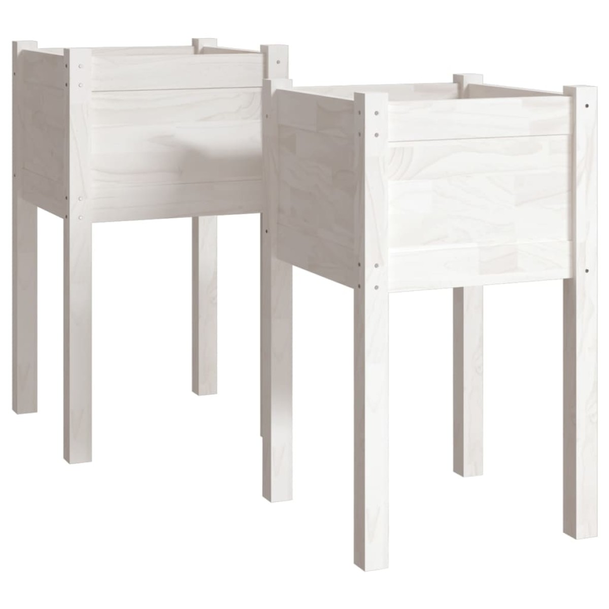 vidaXL Ζαρντινιέρες 2 τεμ. Λευκές 40 x 40 x 70 εκ. Μασίφ Ξύλο Πεύκου
