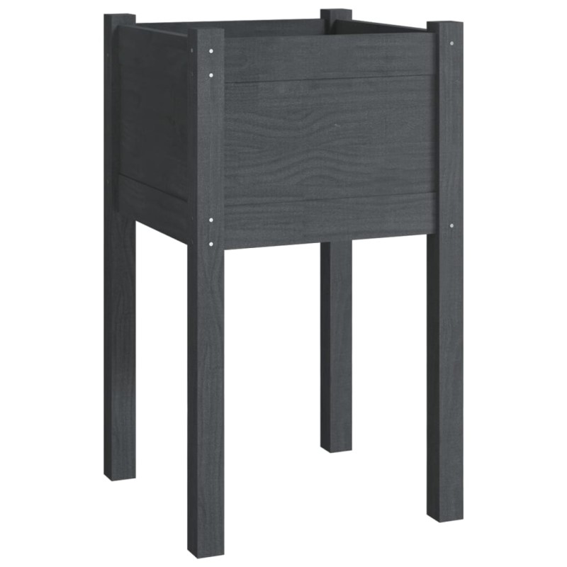 vidaXL Ζαρντινιέρα Κήπου Γκρι 40 x 40 x 70 εκ. από Μασίφ Ξύλο Πεύκου