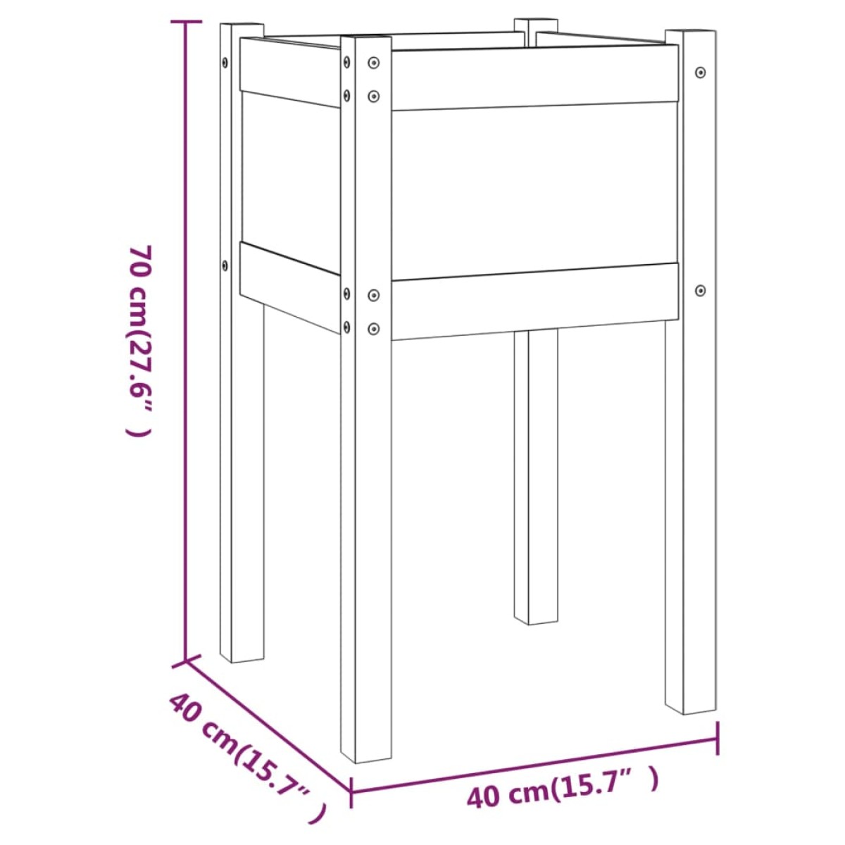 vidaXL Ζαρντινιέρα Λευκή 50 x 50 x 70 εκ. από Μασίφ Ξύλο Πεύκου