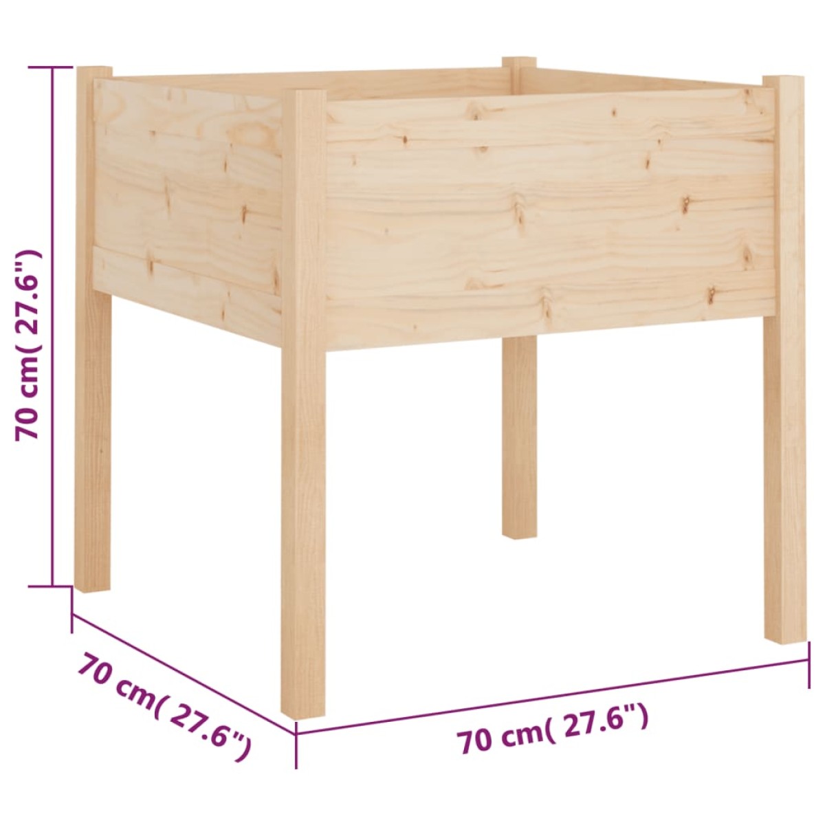 vidaXL Ζαρντινιέρα 70 x 70 x 70 εκ. από Μασίφ Ξύλο Πεύκου