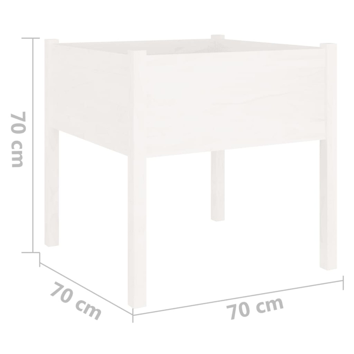 vidaXL Ζαρντινιέρα Λευκή 70 x 70 x 70 εκ. από Μασίφ Ξύλο Πεύκου
