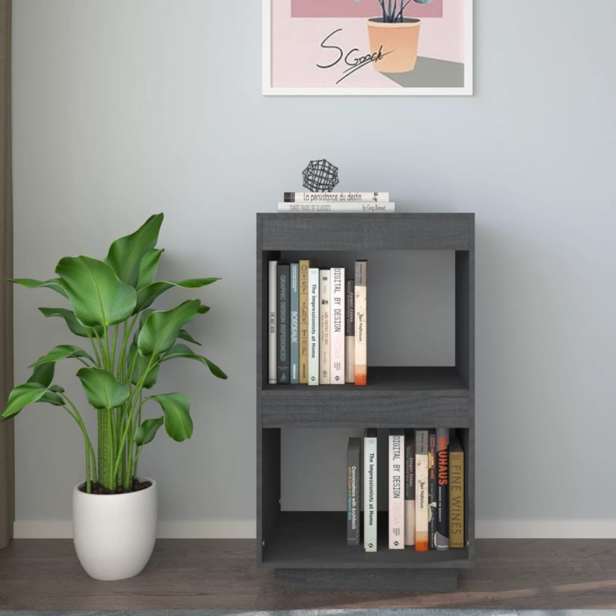 vidaXL Βιβλιοθήκη Γκρι 40 x 35 x 71 εκ. από Μασίφ Ξύλο Πεύκου