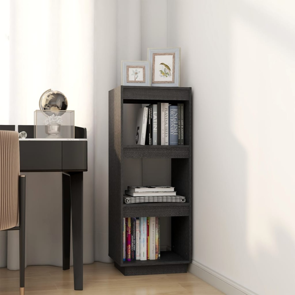vidaXL Βιβλιοθήκη/Διαχωρ. Χώρου Γκρι 40x35x103 εκ. Μασίφ Ξύλο Πεύκου