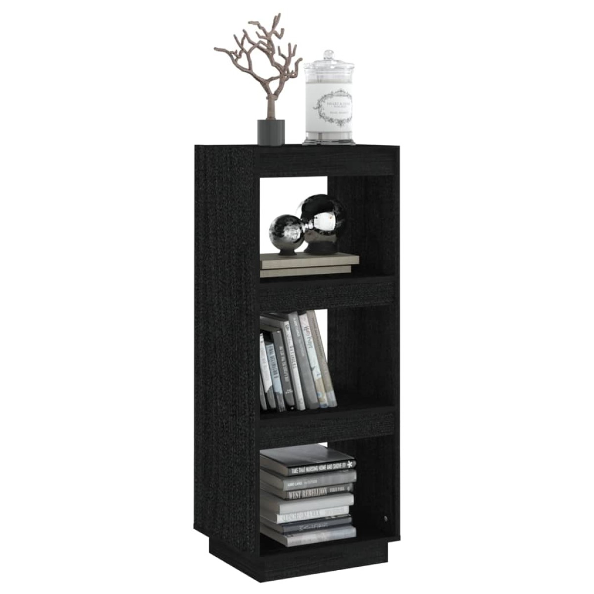 vidaXL Βιβλιοθήκη/Διαχωρ. Χώρου Μαύρο 40x35x103 εκ. Μασίφ Ξύλο Πεύκου