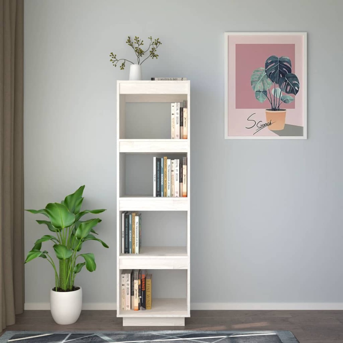 vidaXL Βιβλιοθήκη/Διαχωριστικό Χώρου Λευκό 40x35x135 εκ. Μασίφ Πεύκο