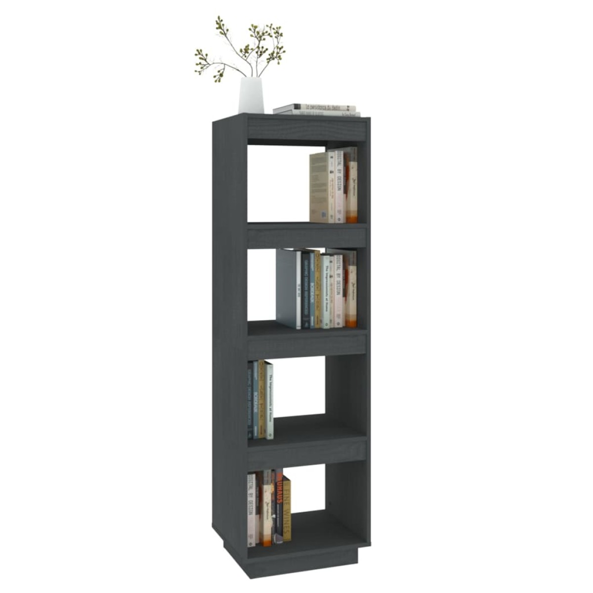 vidaXL Βιβλιοθήκη/Διαχωριστικό Χώρου Γκρι 40x35x135 εκ. Μασίφ Πεύκο