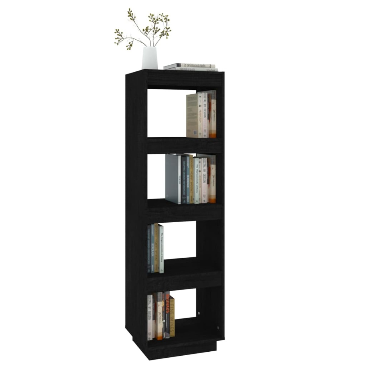 vidaXL Βιβλιοθήκη/Διαχωριστικό Χώρου Μαύρο 40x35x135 εκ. Μασίφ Πεύκο