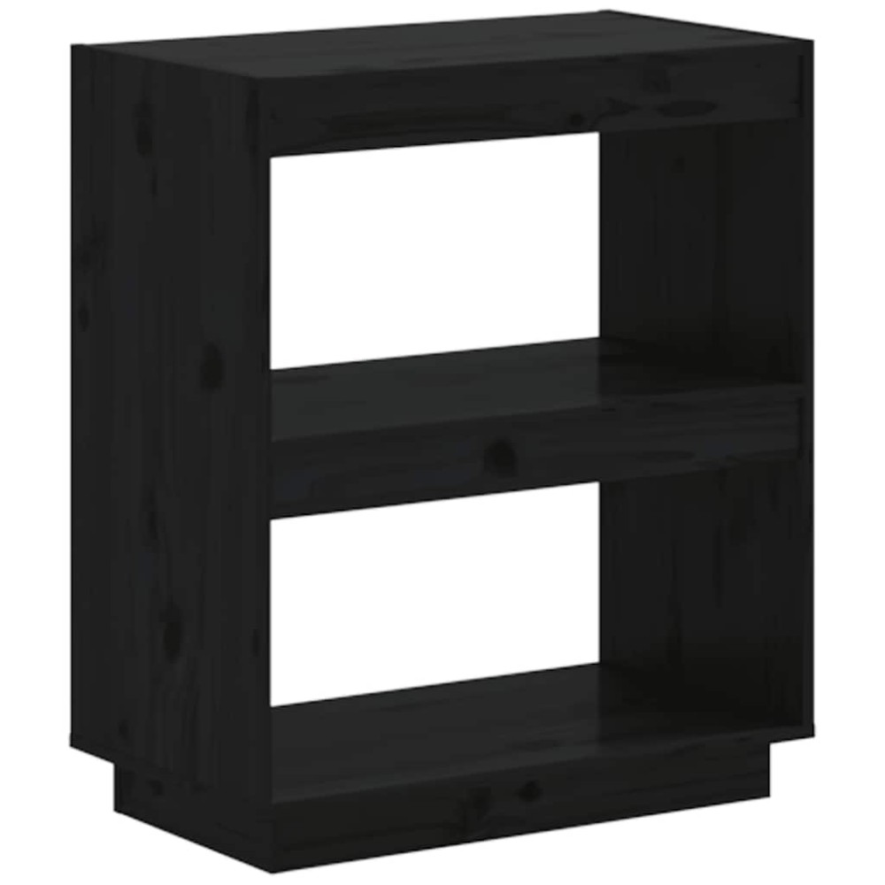 vidaXL Βιβλιοθήκη Μαύρη 60 x 35 x 71 εκ. από Μασίφ Ξύλο Πεύκου