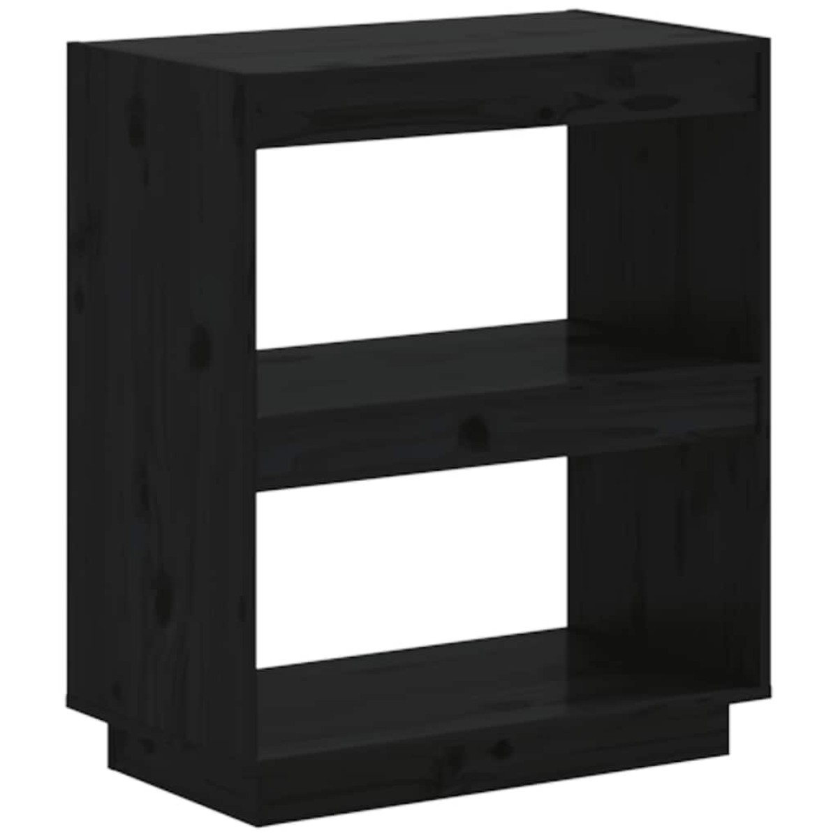 vidaXL Βιβλιοθήκη Μαύρη 60 x 35 x 71 εκ. από Μασίφ Ξύλο Πεύκου