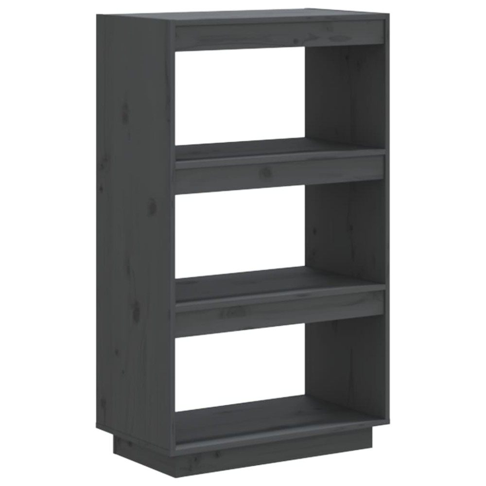 vidaXL Βιβλιοθήκη/Διαχωριστικό Χώρου Γκρι 60x35x103 εκ. Μασίφ Ξύλο Πεύκου