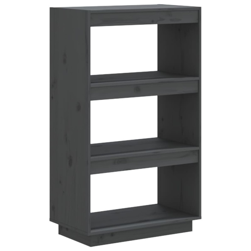 vidaXL Βιβλιοθήκη/Διαχωριστικό Χώρου Γκρι 60x35x103 εκ. Μασίφ Ξύλο Πεύκου