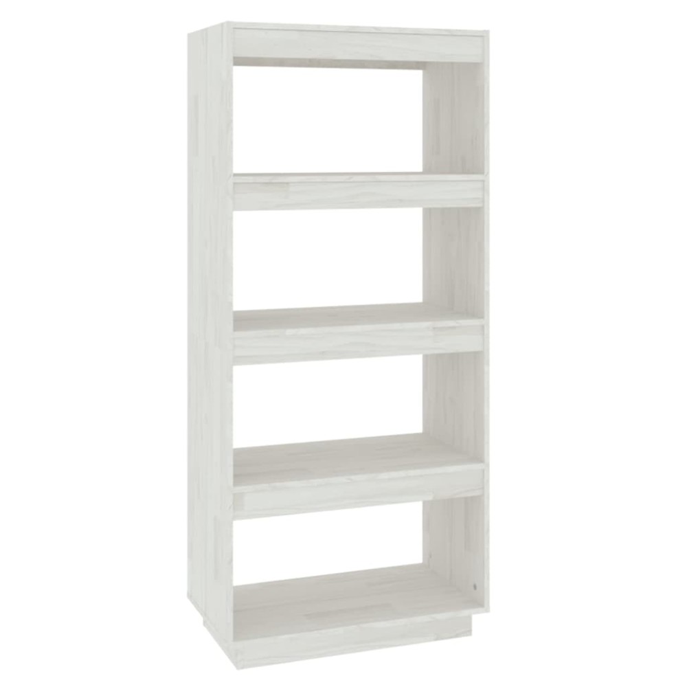 vidaXL Βιβλιοθήκη/Διαχωριστικό Χώρου Λευκό 60x35x135 εκ. Μασίφ Πεύκο
