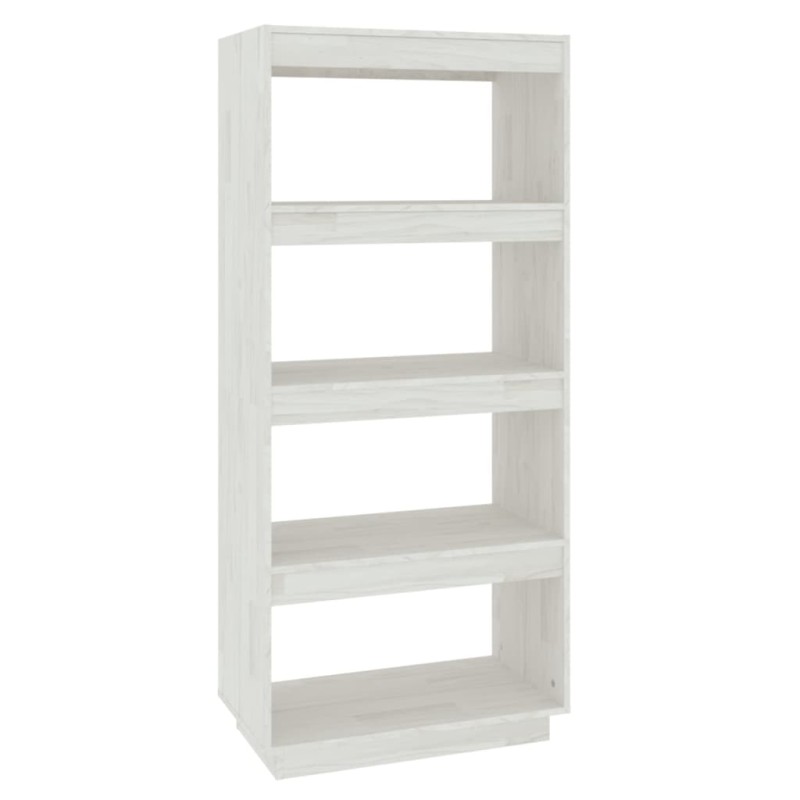 vidaXL Βιβλιοθήκη/Διαχωριστικό Χώρου Λευκό 60x35x135 εκ. Μασίφ Πεύκο