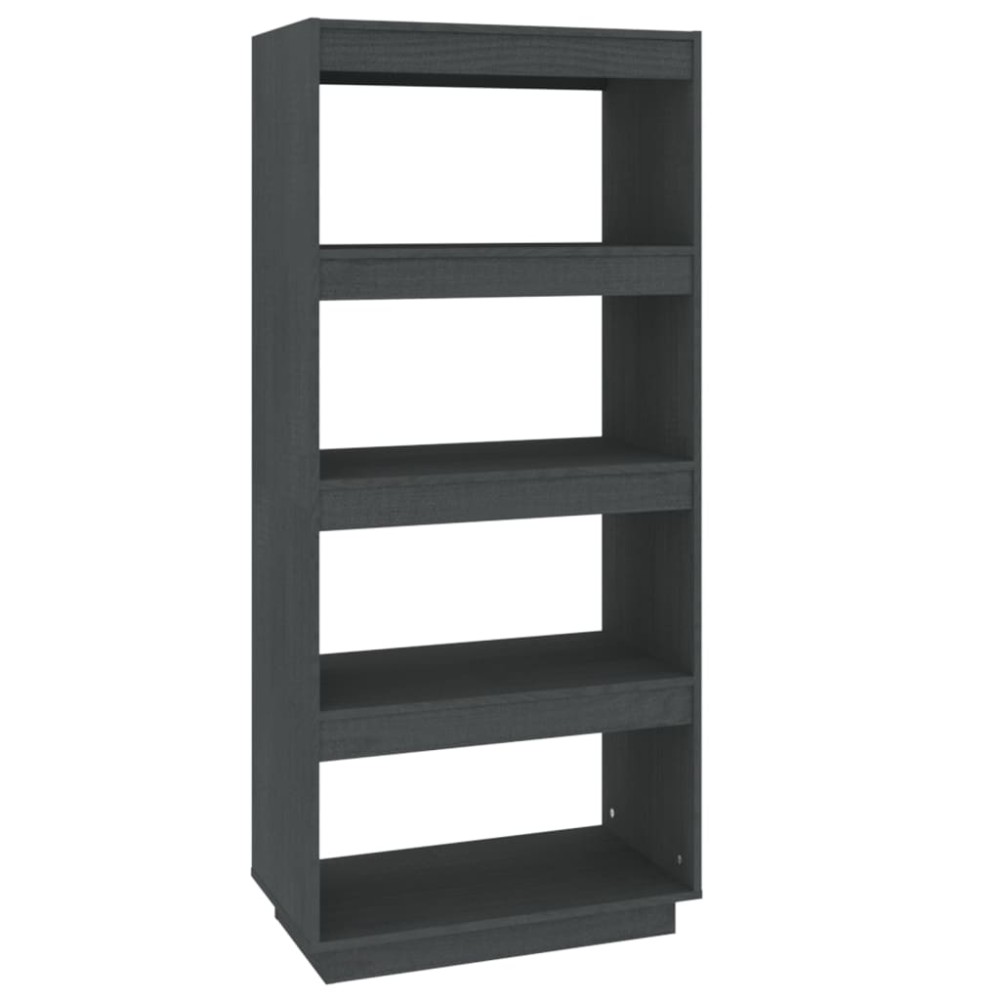 vidaXL Βιβλιοθήκη/Διαχωριστικό Χώρου Γκρι 60x35x135 εκ. Μασίφ Πεύκο