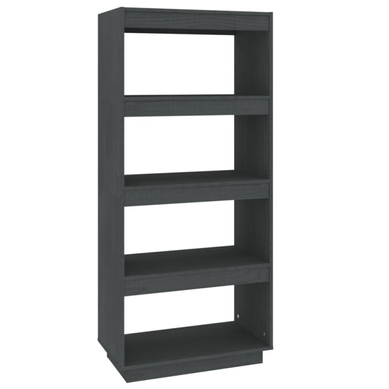 vidaXL Βιβλιοθήκη/Διαχωριστικό Χώρου Γκρι 60x35x135 εκ. Μασίφ Πεύκο