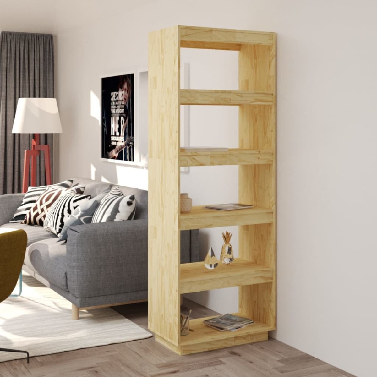 vidaXL Βιβλιοθήκη/Διαχωριστικό Χώρου 60x35x167 εκ. Μασίφ Ξύλο Πεύκου