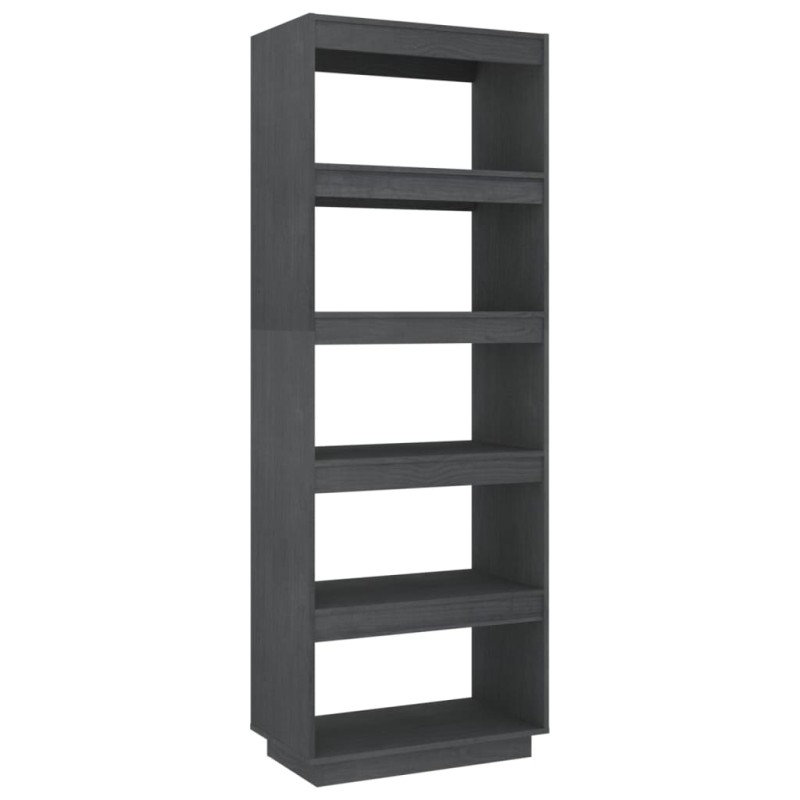 vidaXL Βιβλιοθήκη/Διαχωριστικό Χώρου Γκρι 60x35x167 εκ. Μασίφ Πεύκο