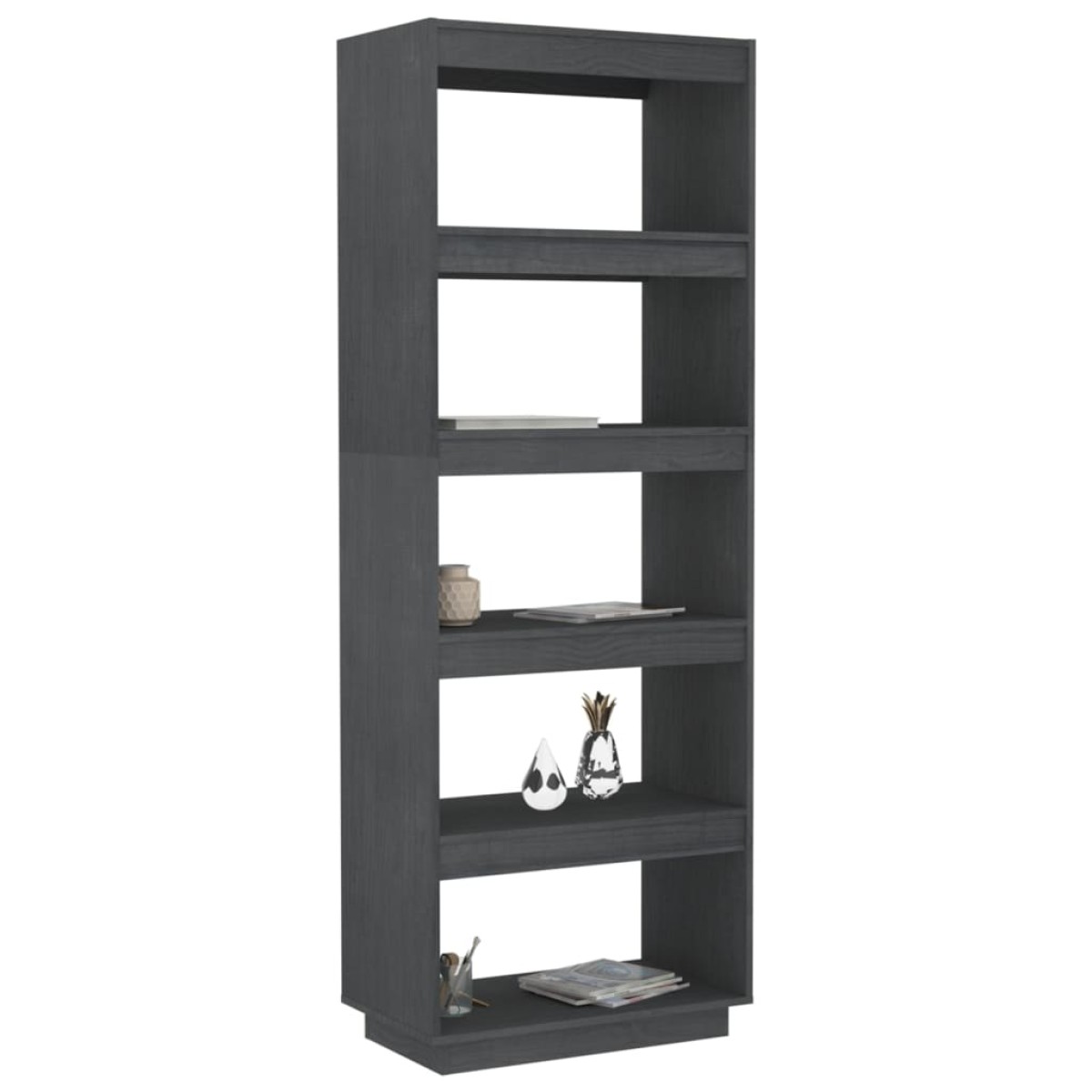 vidaXL Βιβλιοθήκη/Διαχωριστικό Χώρου Γκρι 60x35x167 εκ. Μασίφ Πεύκο