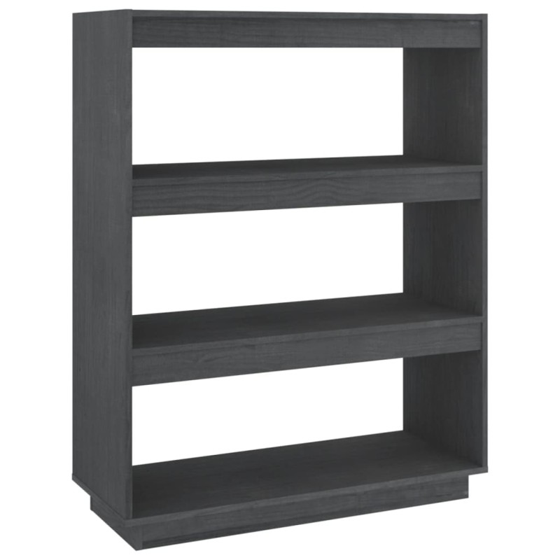 vidaXL Βιβλιοθήκη/Διαχωριστικό Χώρου Γκρι 80x35x103 εκ. Μασίφ Πεύκο