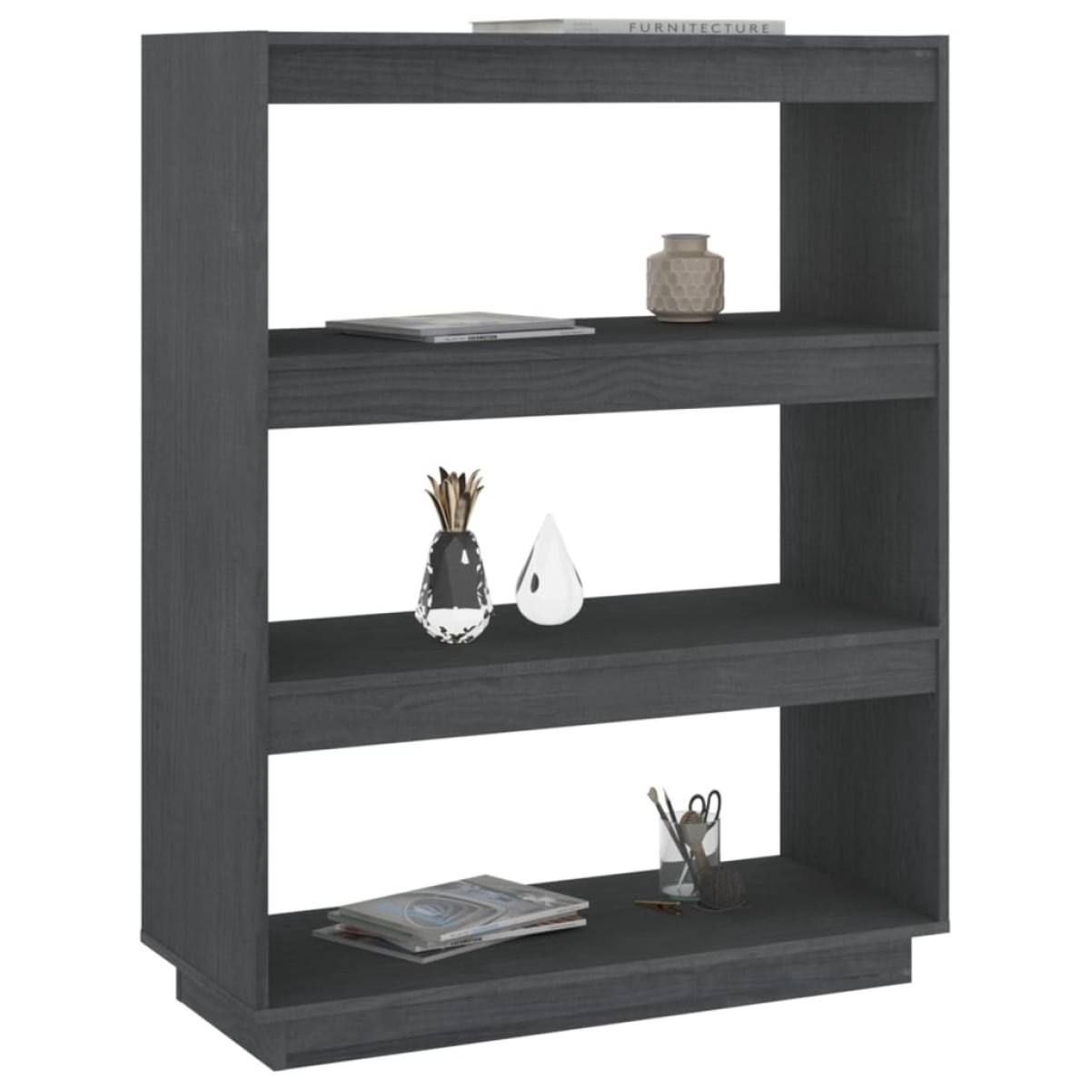 vidaXL Βιβλιοθήκη/Διαχωριστικό Χώρου Γκρι 80x35x103 εκ. Μασίφ Πεύκο