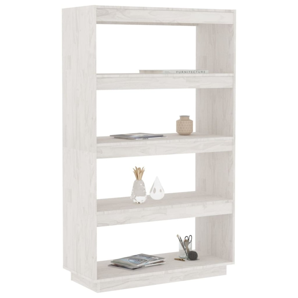 vidaXL Βιβλιοθήκη/Διαχωριστικό Χώρου Λευκό 80x35x135 εκ. Μασίφ Πεύκο