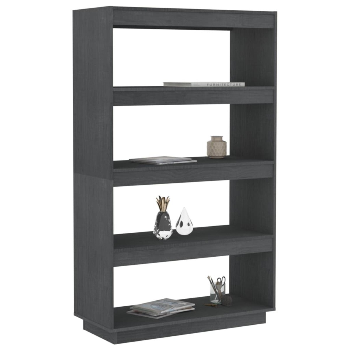 vidaXL Βιβλιοθήκη/Διαχωριστικό Χώρου Γκρι 80x35x135 εκ. Μασίφ Πεύκο