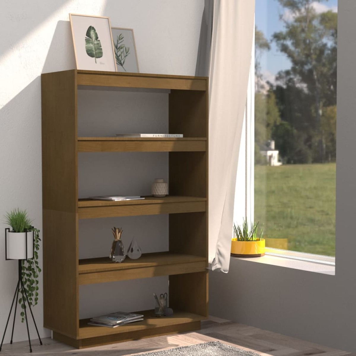 vidaXL Βιβλιοθήκη/Διαχωριστικό Χώρου Μελί 80x35x135 εκ. Μασίφ Πεύκο