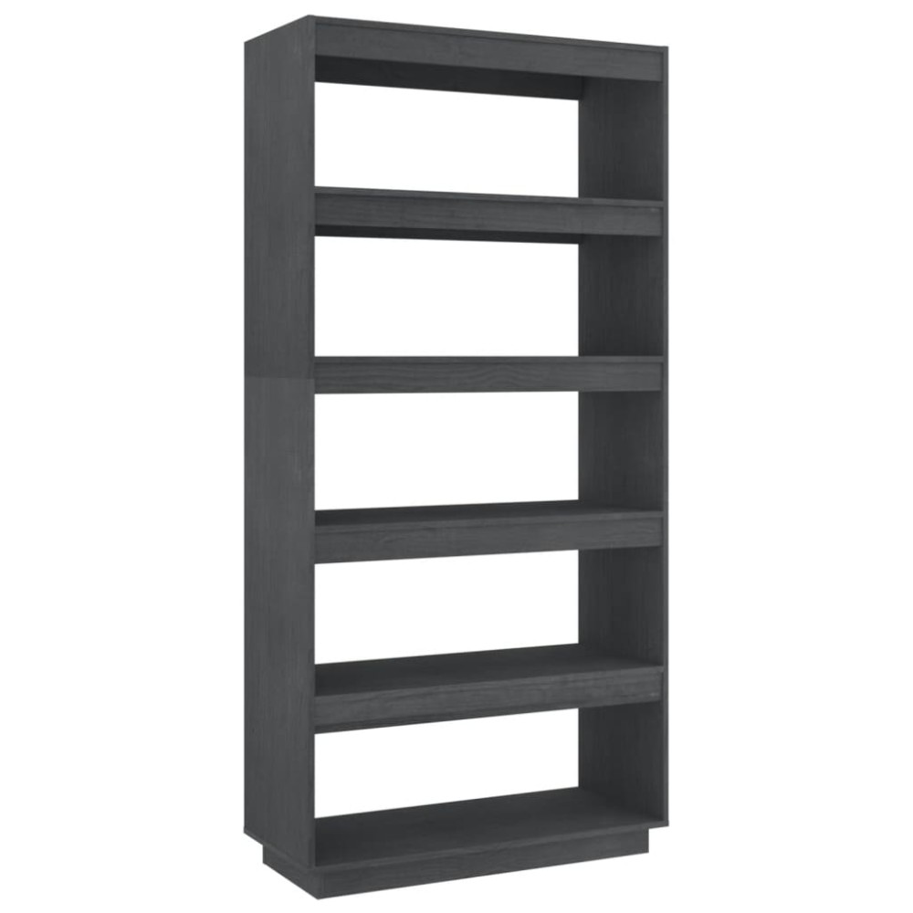 vidaXL Βιβλιοθήκη/Διαχωρ. Χώρου Γκρι 80x35x167 εκ. Μασίφ Ξύλο Πεύκου