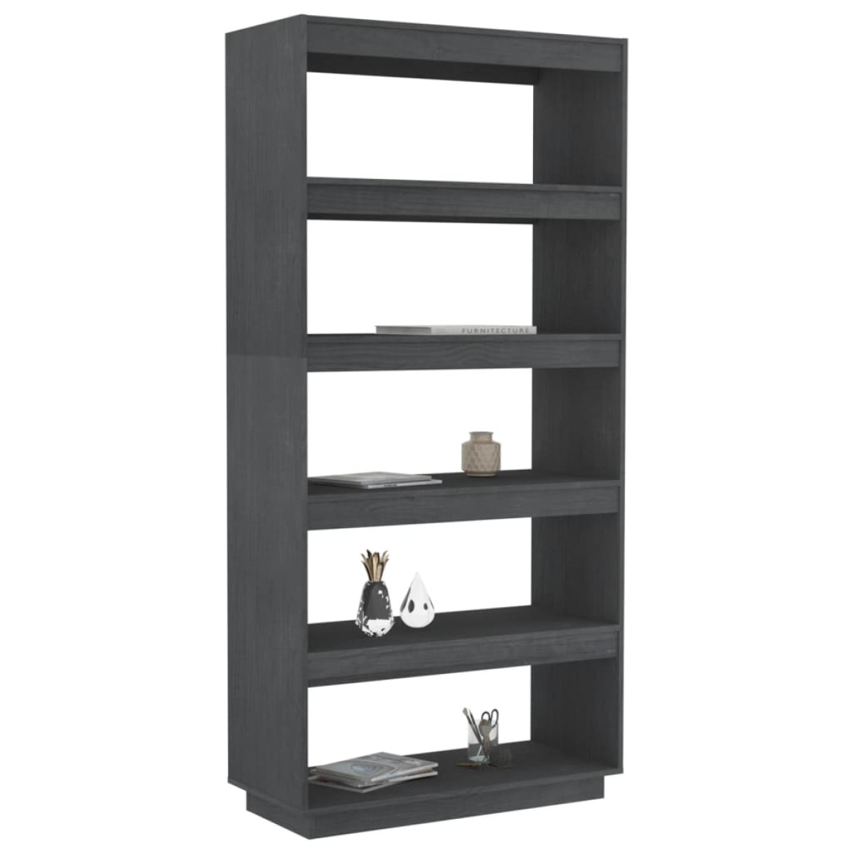vidaXL Βιβλιοθήκη/Διαχωρ. Χώρου Γκρι 80x35x167 εκ. Μασίφ Ξύλο Πεύκου