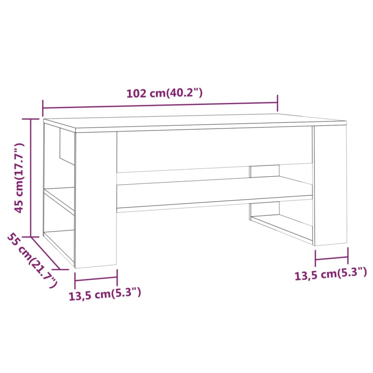 vidaXL Τραπεζάκι Σαλονιού Γκρι Σκυρ. 102x55x45 εκ. Επεξεργασμένο Ξύλο