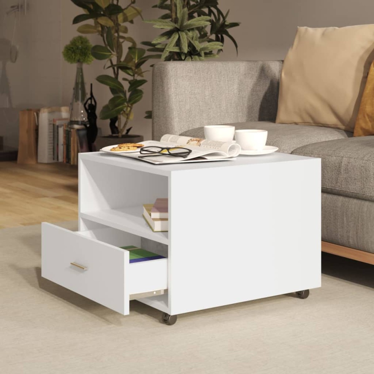 vidaXL Τραπεζάκι Σαλονιού Λευκό 55 x 55 x 40 εκ. από Επεξεργ. Ξύλο