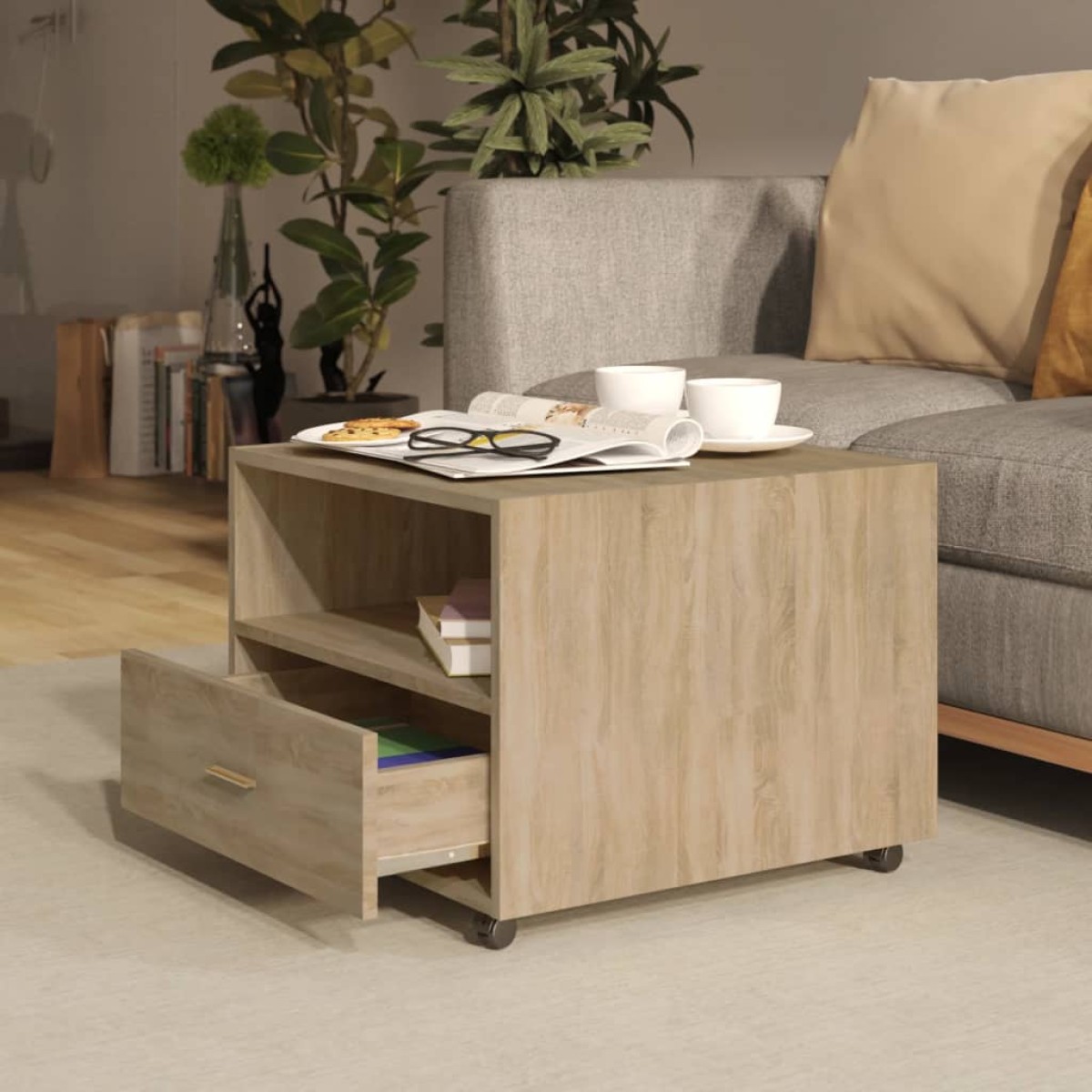 vidaXL Τραπεζάκι Σαλονιού Sonoma Δρυς 55 x 55 x 40 εκ. Επεξεργ. Ξύλο