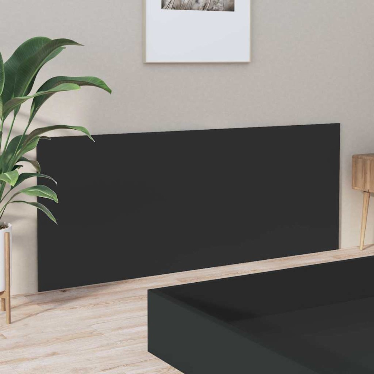 vidaXL Κεφαλάρι Κρεβατιού Μαύρο 200x1,5x80 εκ. από Επεξεργασμένο Ξύλο