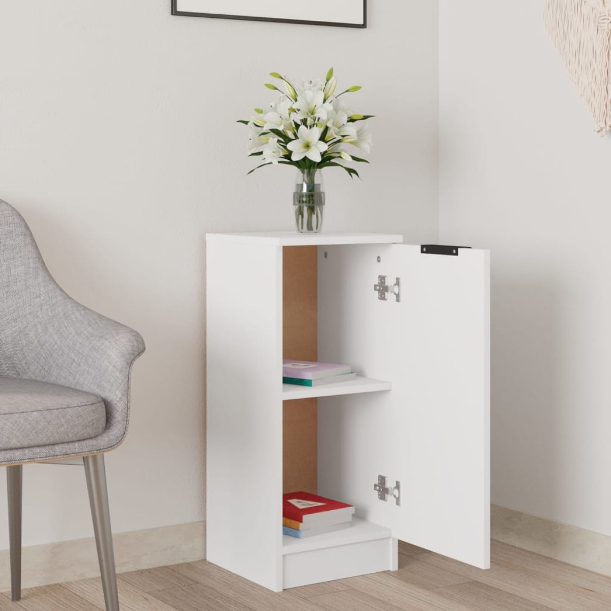 vidaXL Μπουφές Λευκά 30 x 30 x 70 εκ. από Επεξεργασμένο Ξύλο