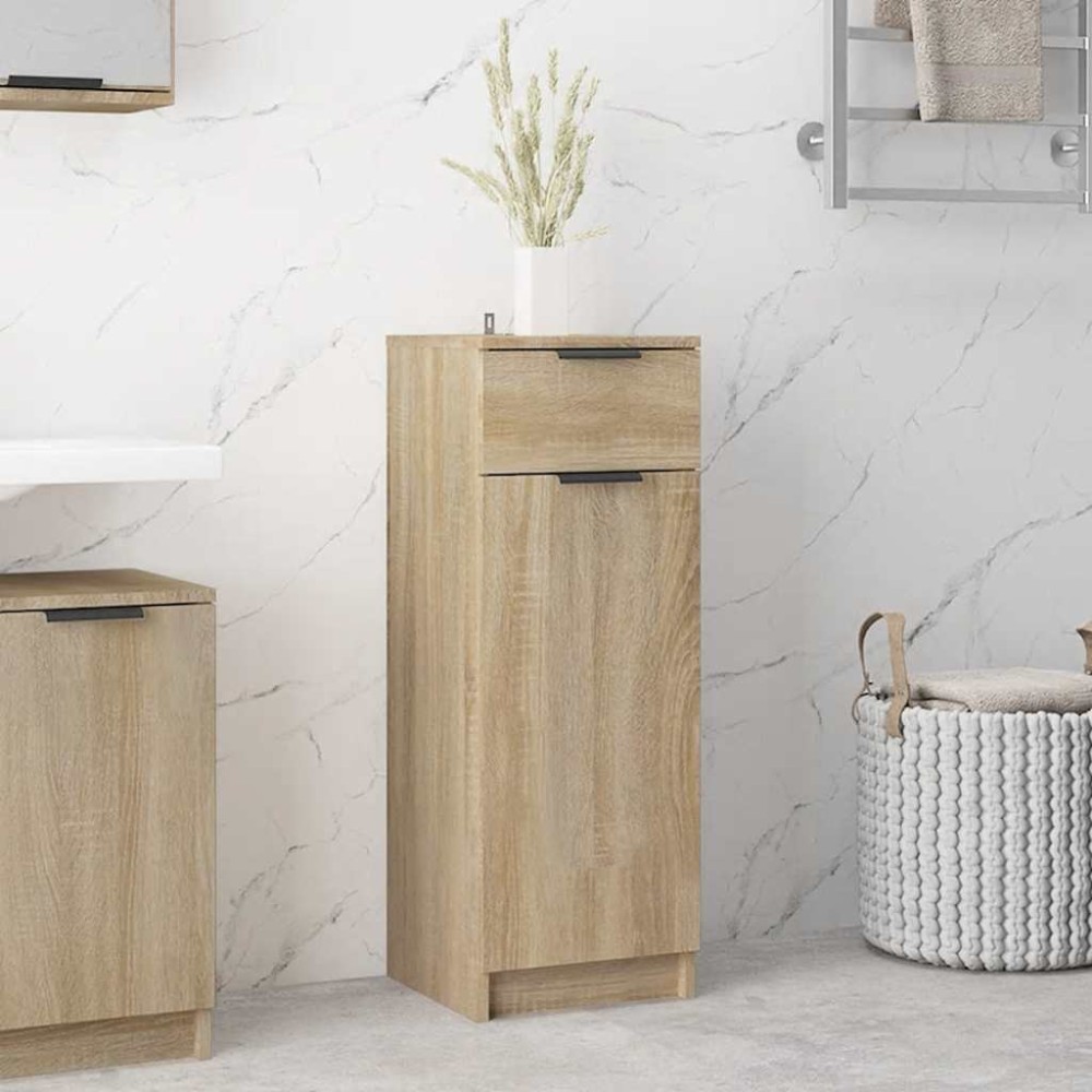 vidaXL Ντουλάπι Μπάνιου Sonoma Δρυς 32x33,5x90 εκ. Επεξεργασμένο Ξύλο