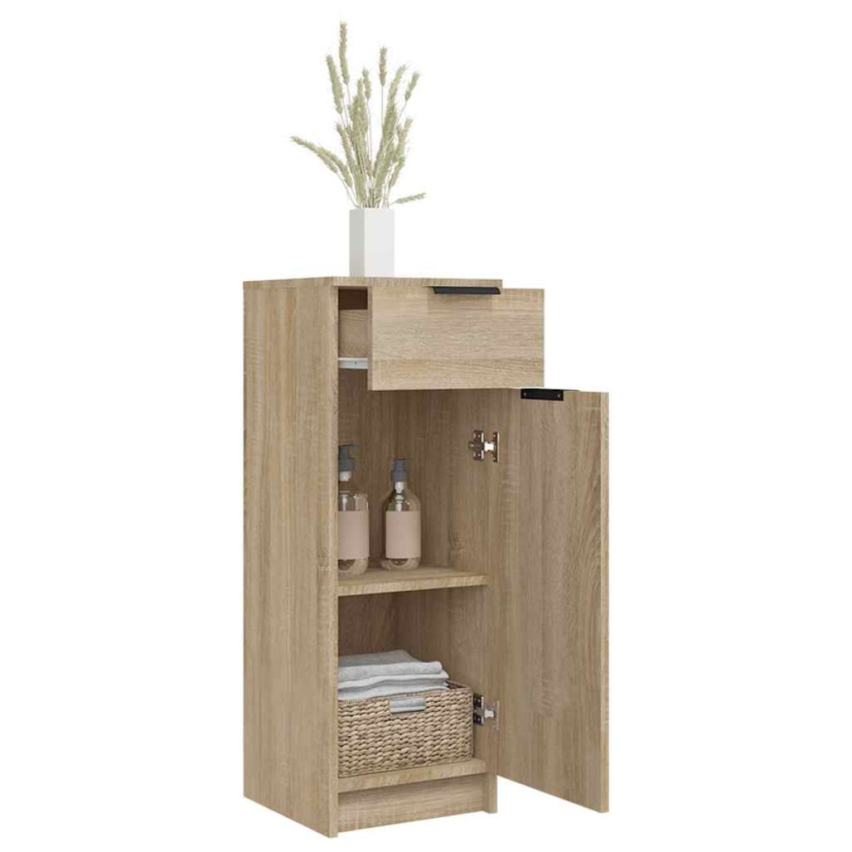 vidaXL Ντουλάπι Μπάνιου Sonoma Δρυς 32x34x90 εκ. Επεξεργασμένο Ξύλο