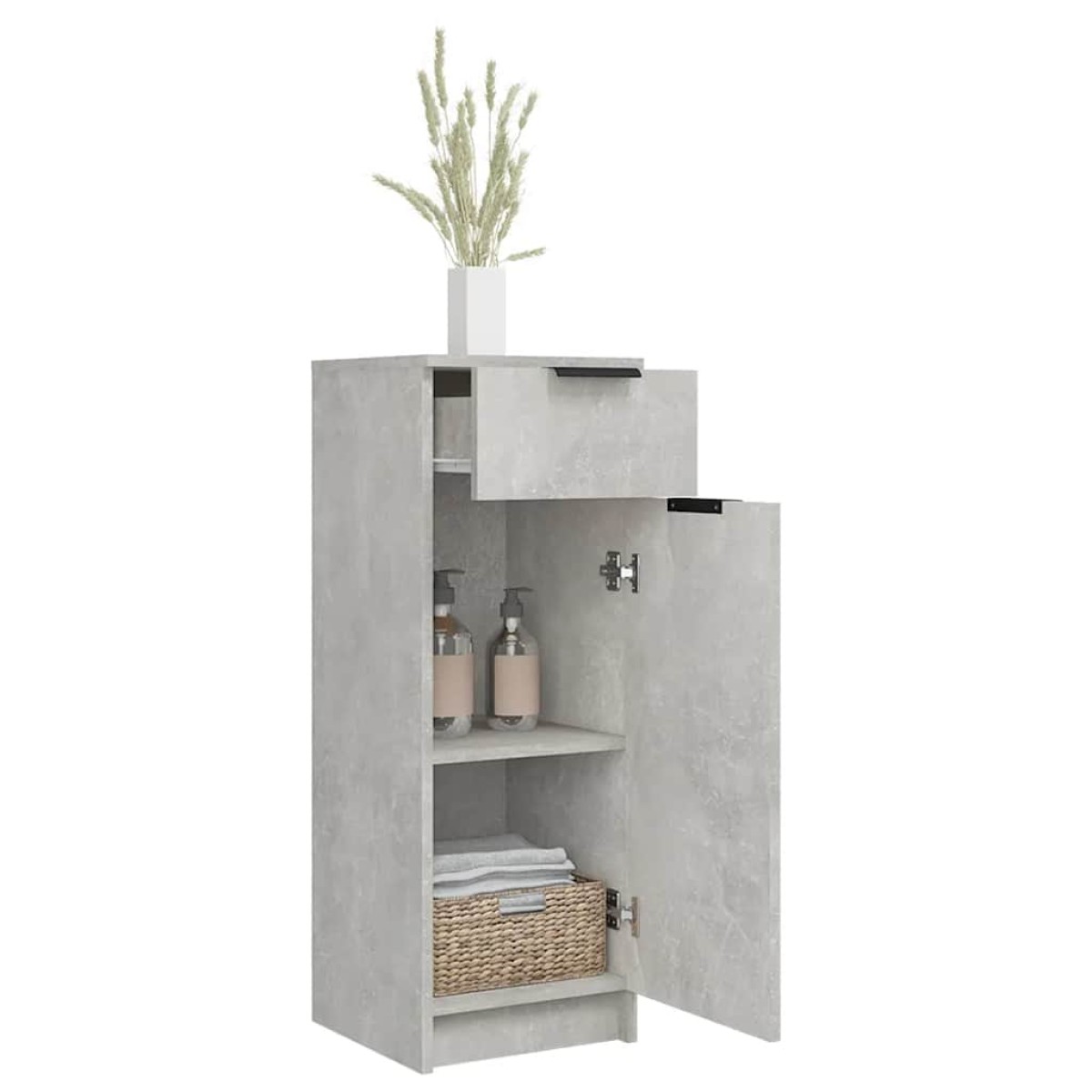 vidaXL Ντουλάπι Μπάνιου Γκρι Σκυροδέματος 32x34x90 εκ. Επεξεργ. Ξύλο