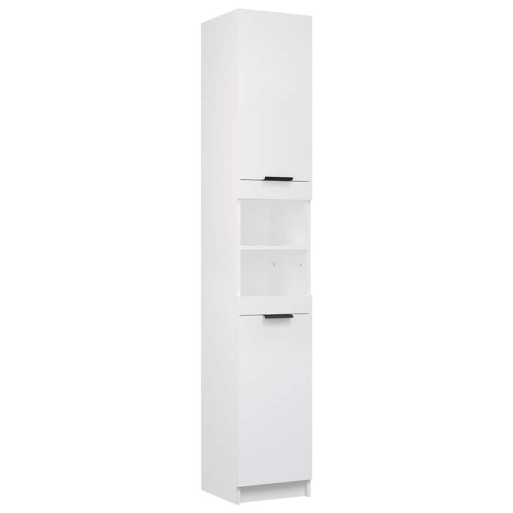 vidaXL Ντουλάπι Μπάνιου Λευκό 32 x 34 x 188,5 εκ. Επεξεργασμένο Ξύλο