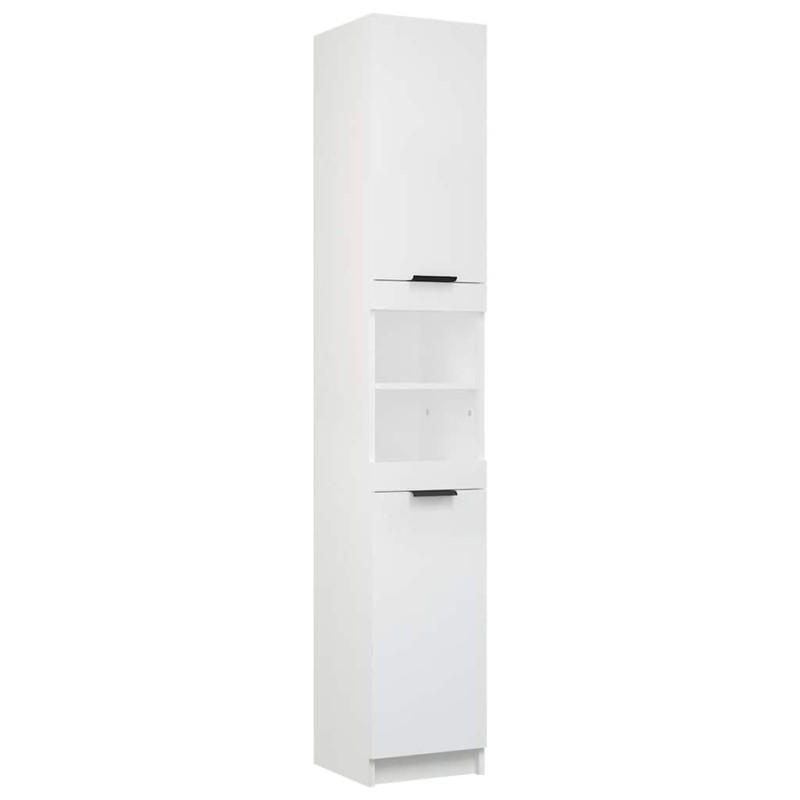vidaXL Ντουλάπι Μπάνιου Λευκό 32 x 34 x 188,5 εκ. Επεξεργασμένο Ξύλο