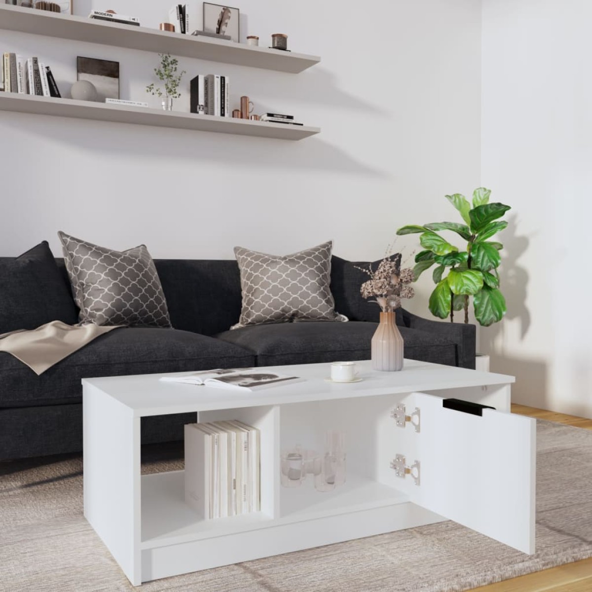 vidaXL Τραπεζάκι Σαλονιού Λευκό 102 x 50 x 36 εκ. Επεξεργασμένο Ξύλο