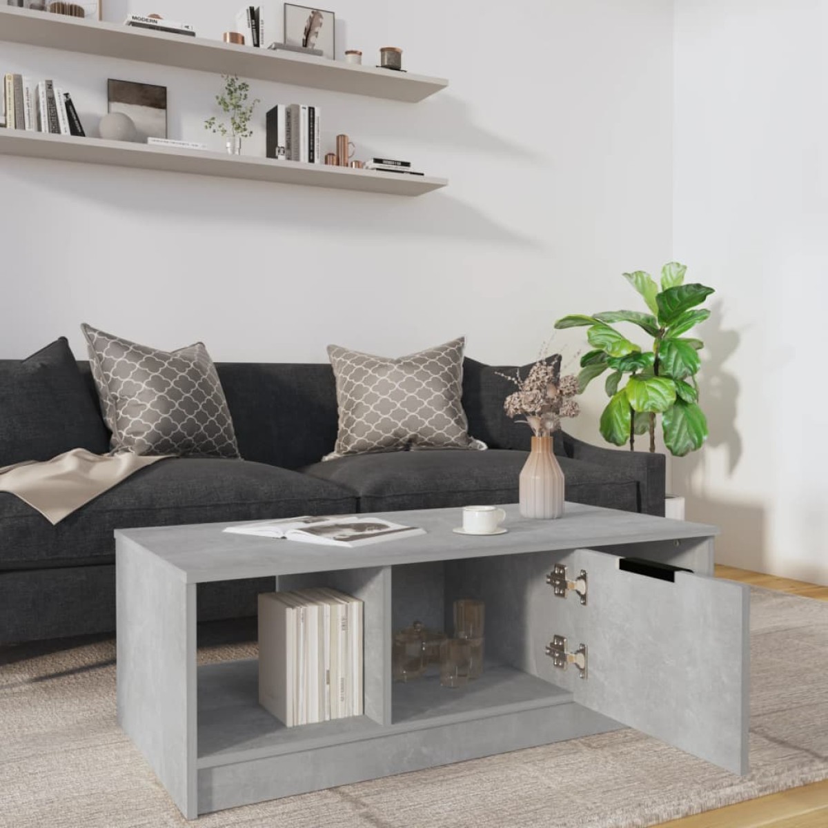 vidaXL Τραπεζάκι Σαλονιού Γκρι Σκυρ. 102x50x36 εκ. Επεξεργ. Ξύλο