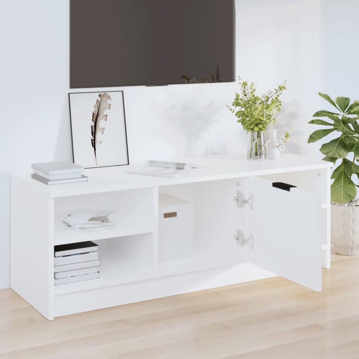 vidaXL Έπιπλο Τηλεόρασης Λευκό 102x35,5x36,5 εκ. Επεξεργασμένο Ξύλο