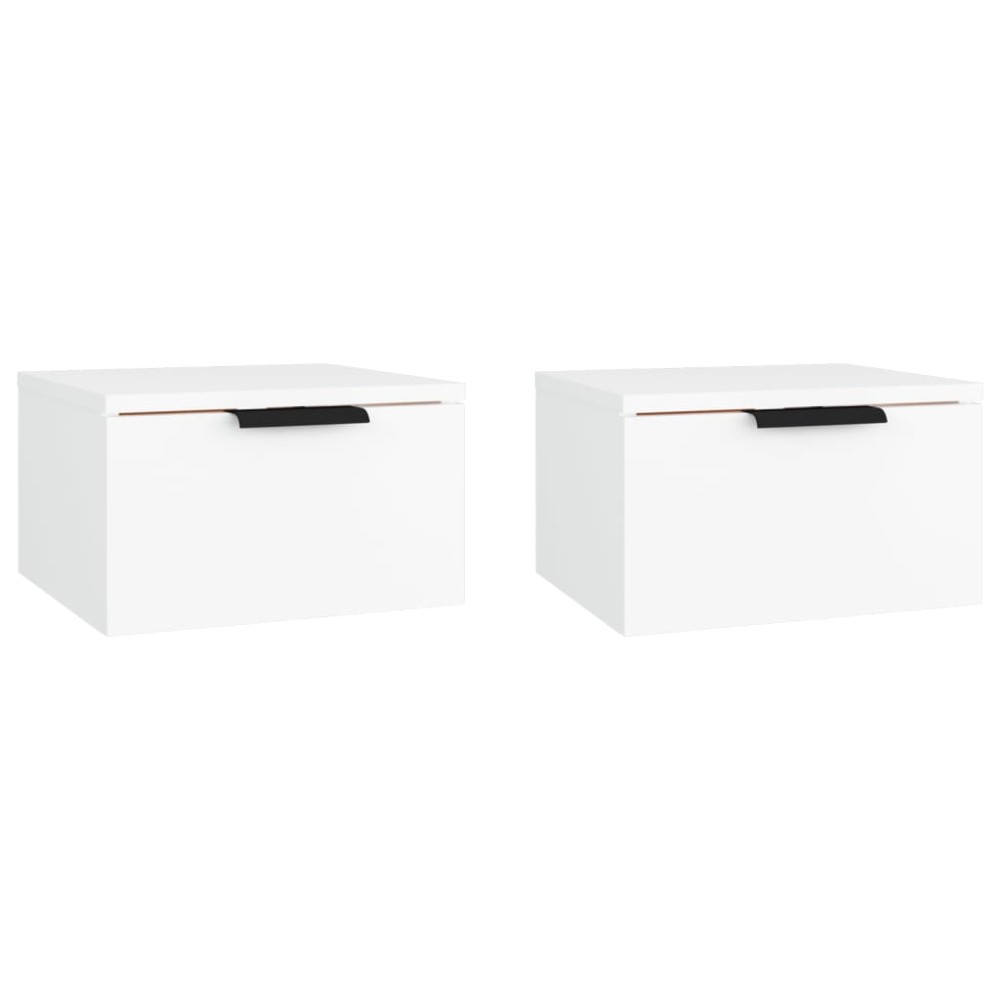 vidaXL Κομοδίνα Επιτοίχια 2 τεμ. Λευκά 34 x 30 x 20 εκ.