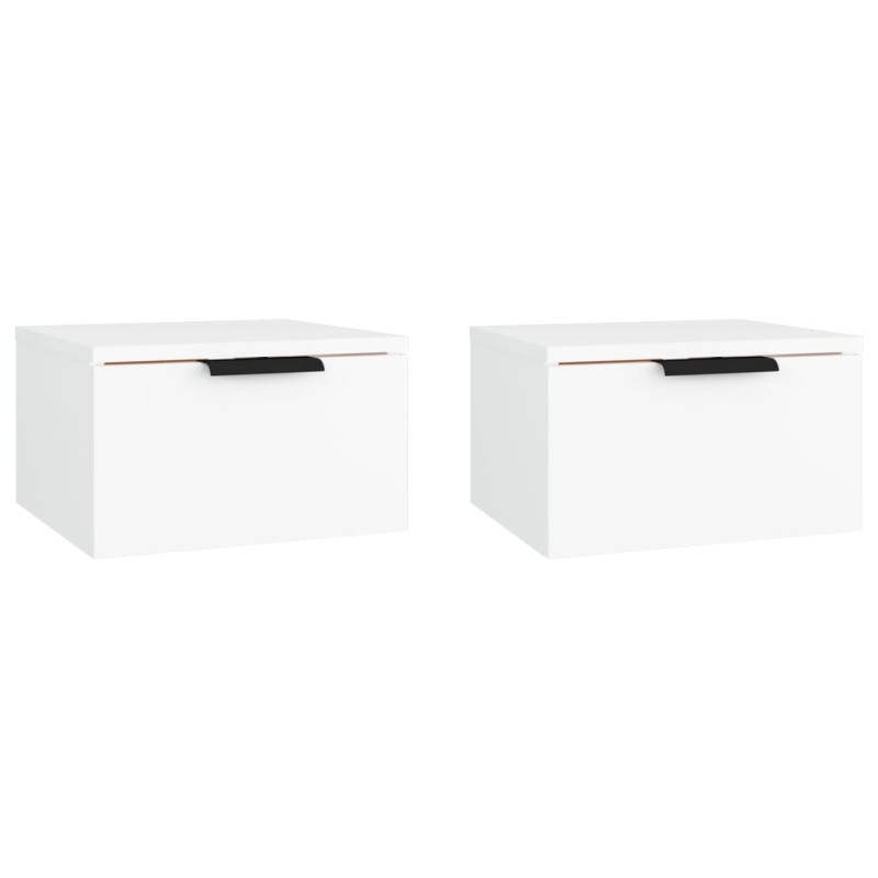 vidaXL Κομοδίνα Επιτοίχια 2 τεμ. Λευκά 34 x 30 x 20 εκ.