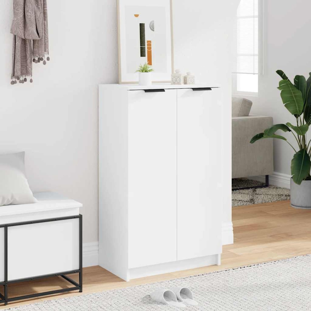 vidaXL Παπουτσοθήκη Λευκή 59x35x100 εκ. από Επεξεργασμένο Ξύλο