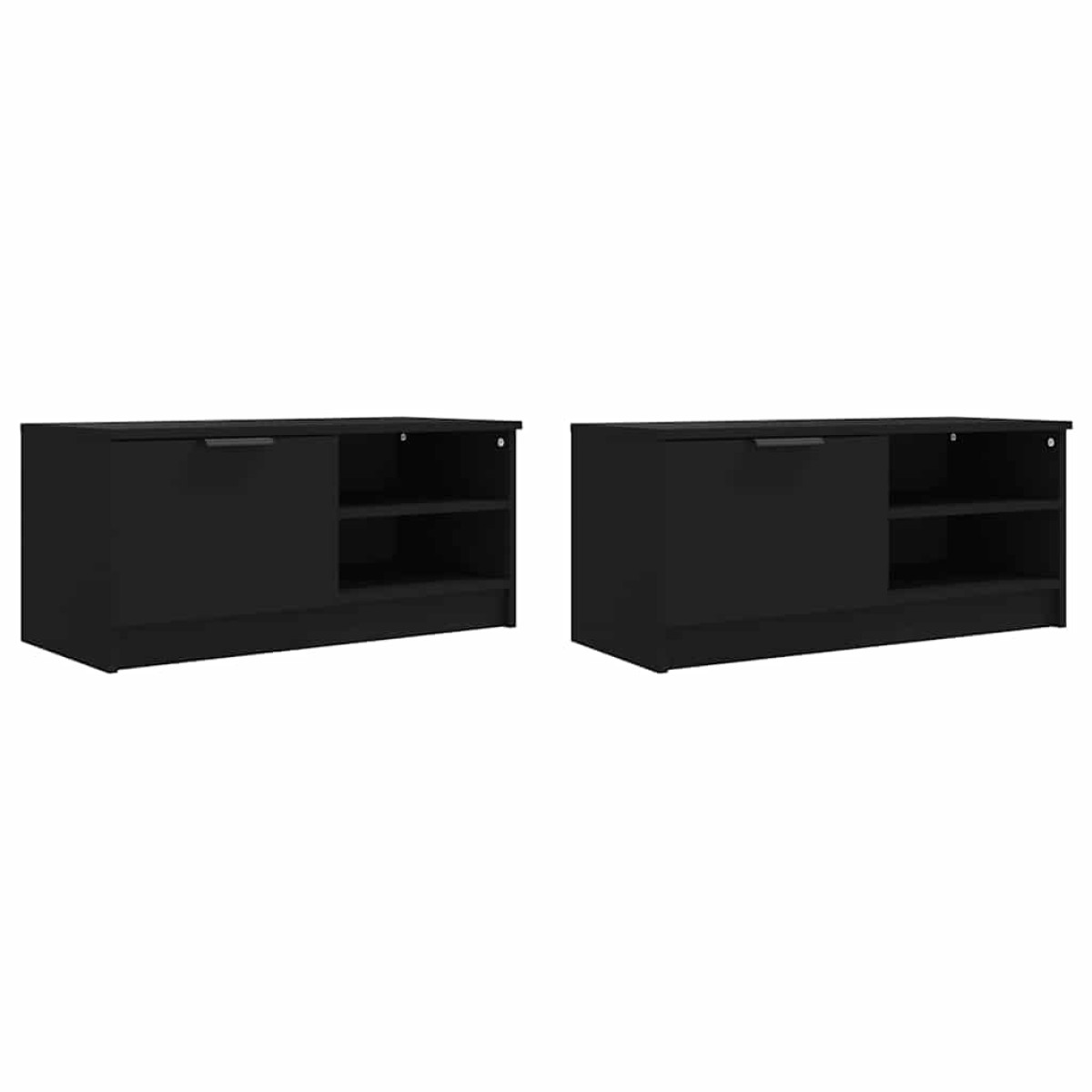 vidaXL Έπιπλα Τηλεόρασης 2 τεμ. Μαύρα 80 x 35 x 36,5 εκ. Επεξεργ. Ξύλο
