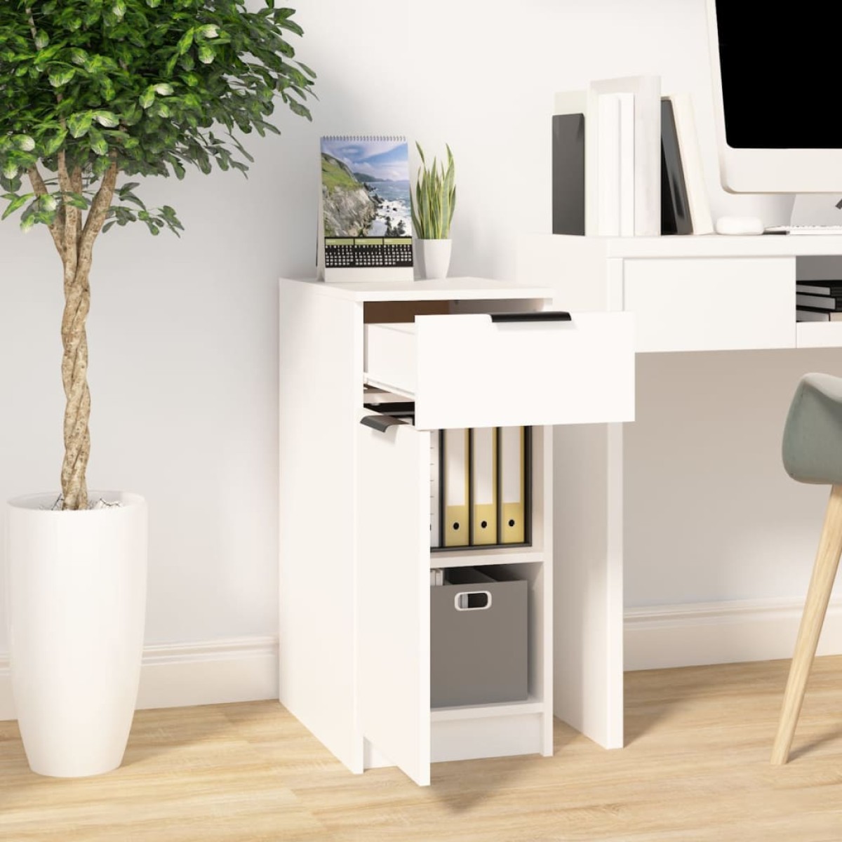 vidaXL Ντουλάπι Γραφείου Λευκό 33,5x50x75 εκ. Επεξεργ. Ξύλο