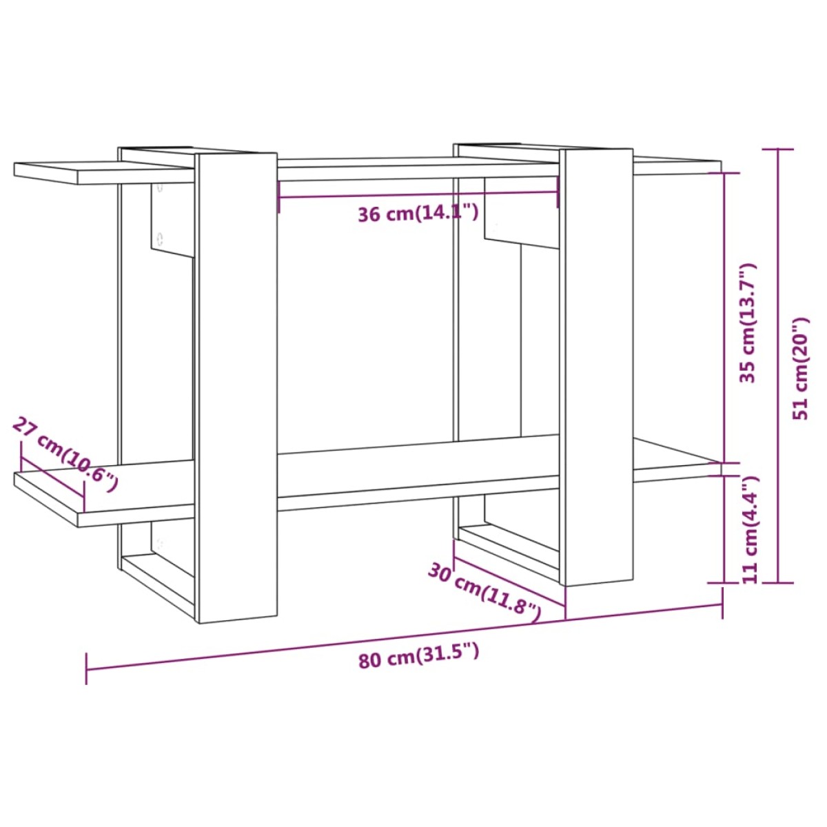 vidaXL Βιβλιοθήκη/Διαχωριστικό Χώρου Μαύρο 80 x 30 x 51 εκ.