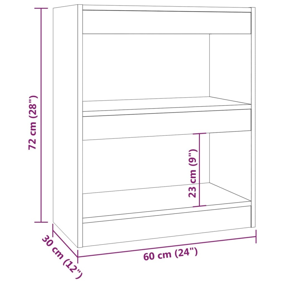 vidaXL Βιβλιοθήκη/Διαχωριστικό Χώρου Sonoma Δρυς 60 x 30 x 72 εκ.