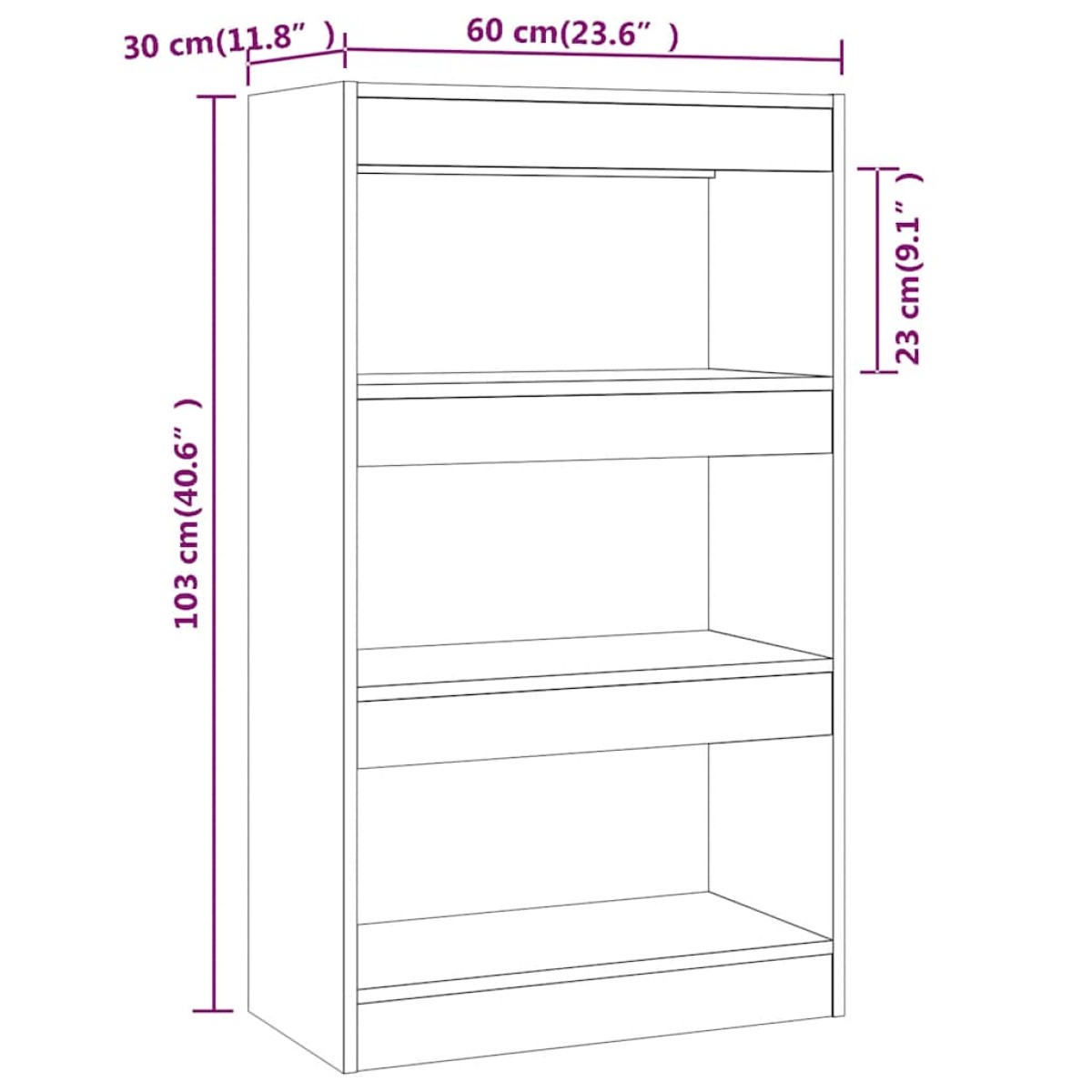 vidaXL Βιβλιοθήκη/Διαχωρισ. Χώρου Γκρι Σκυρ. 60x30x103 εκ. Μοριοσανίδα